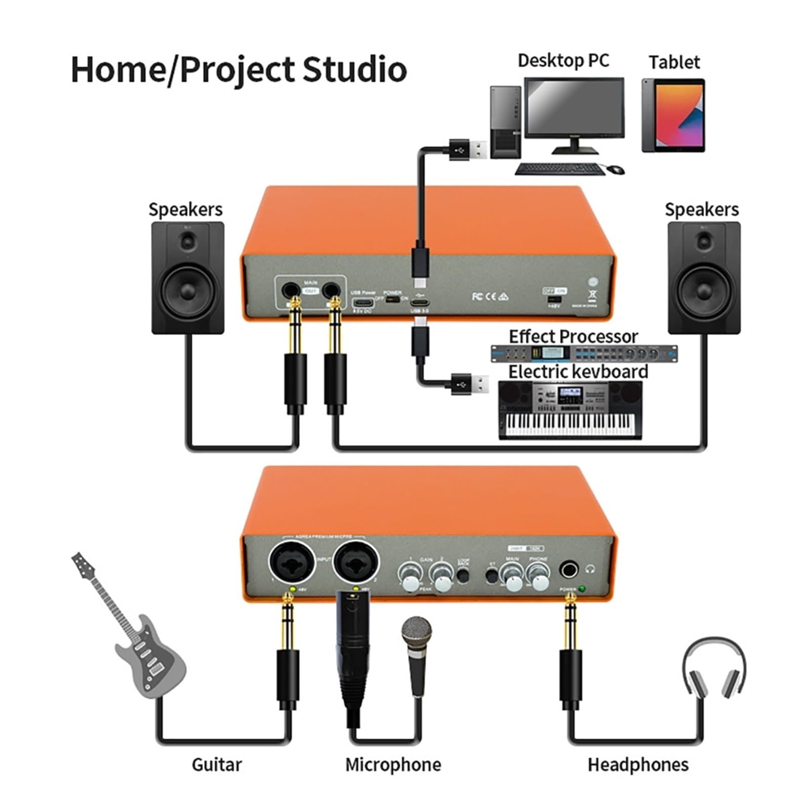 Kit Scheda Audio Microfono Interfaccia Audio Scheda Audio di Registrazione Mixer per Chitarra Elettrica Console di Mixaggio Professionale Sito Studio Configuraz,