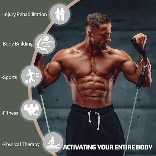 Miniatura 6 de VEICK Bandas de resistencia, bandas de ejercicio, bandas de entrenamiento, bandas de resistencia para entrenar con asas para hombres y mujeres, Gris