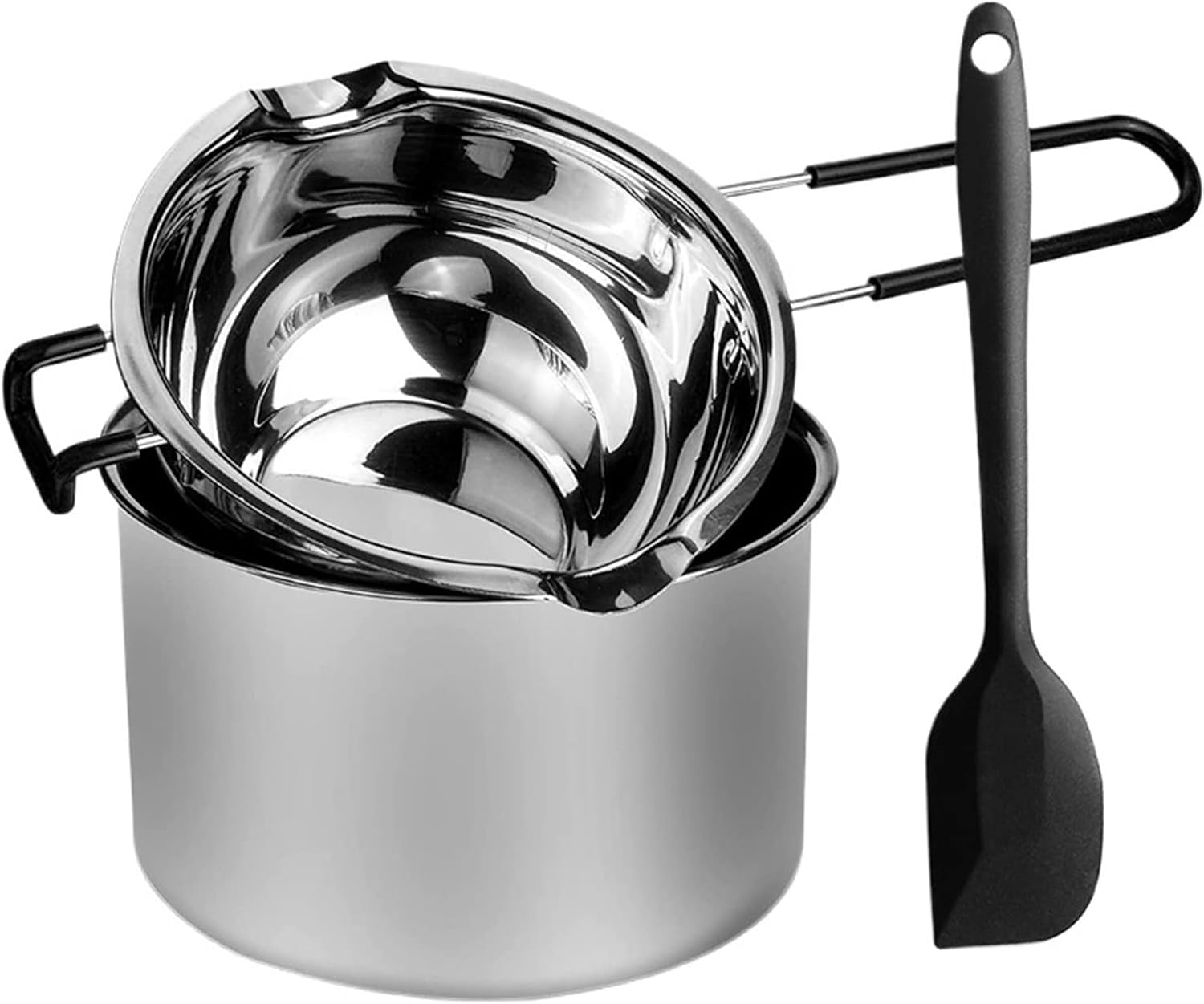 Stainless Steel Double Boiler Pot Melting Bowl Double Boiler Pot Set Stainless Steel Melting with Silicone Spatula for Chocolate,Soap,Wax,Candle Making