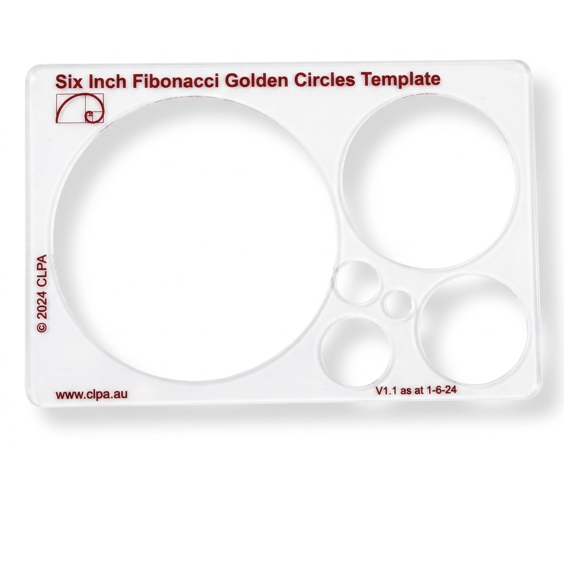 Pochoir circulaire 6" du nombre d'or en PETG transparent pour dessin et art