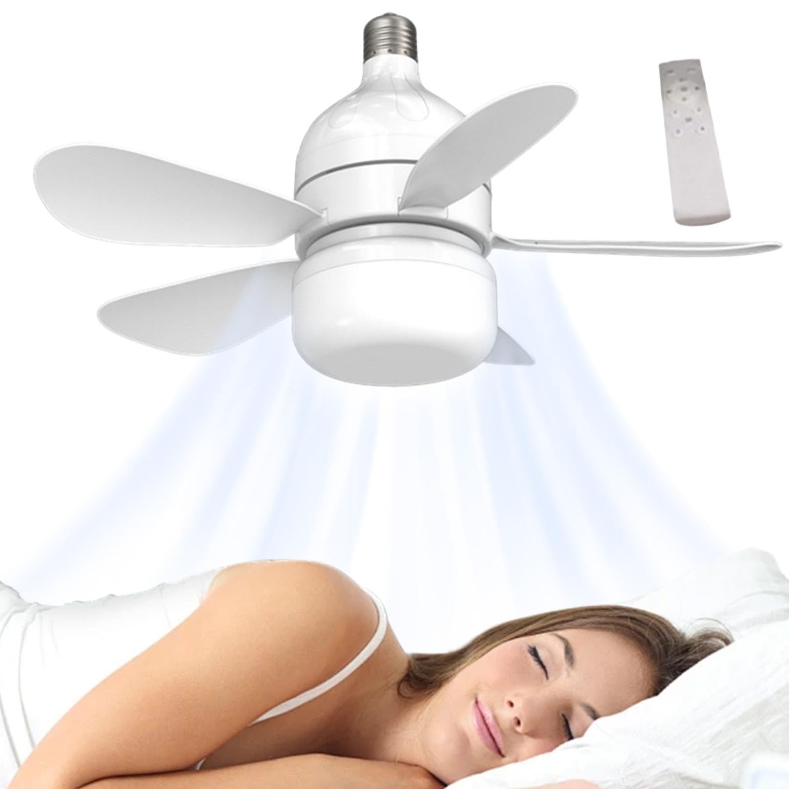 Monozoz Light Bulb Fan with Remote Control, Socket Ceiling Fan | LED Light Ceiling Fan with Remote Control, Fan Bulbs for Replacement, Light