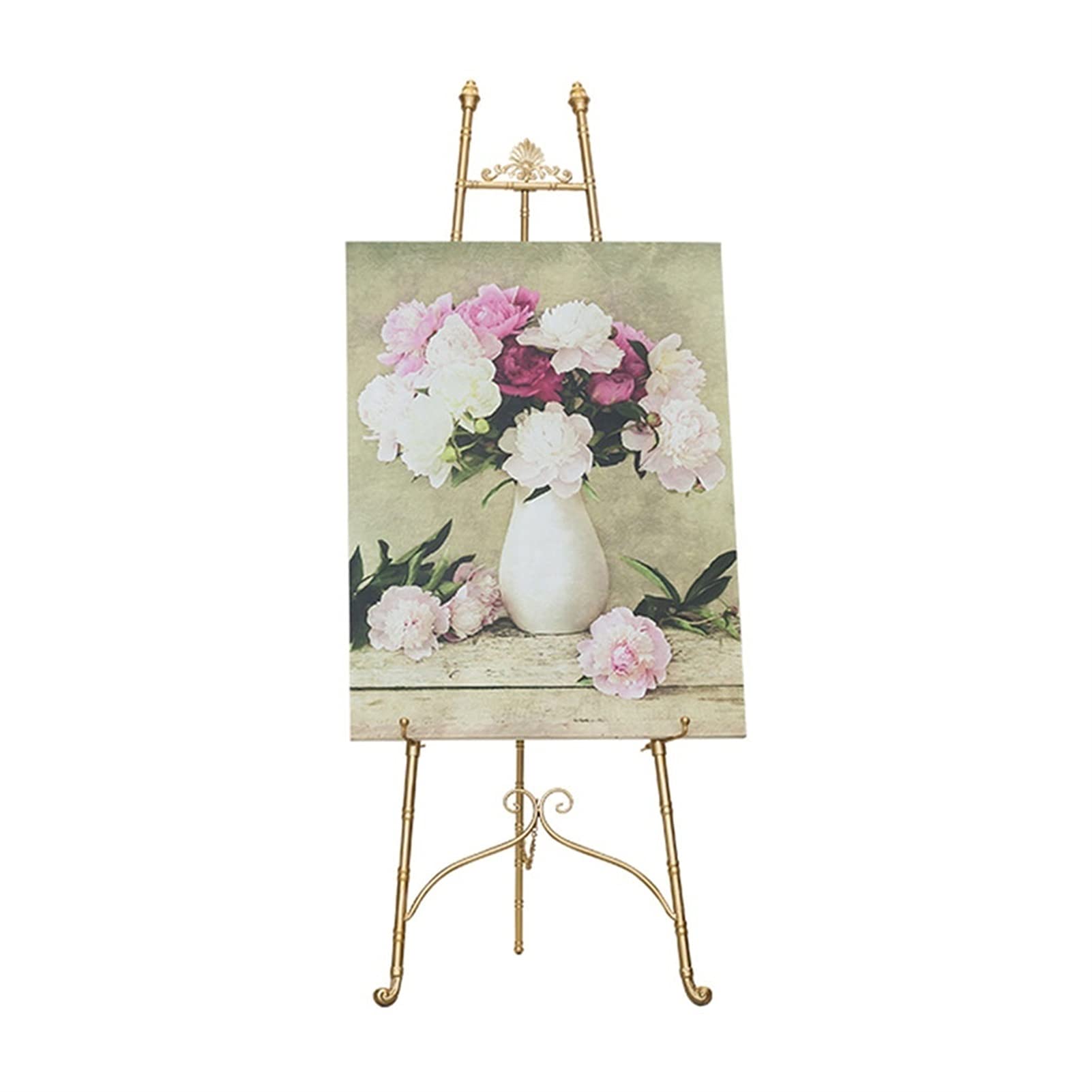 HADECOLL Tripod Wedding Welcome Easel,Poster Advertising Exhibition Display Stand,Floor-Stand Wrought Iron Oil Painting Holders For Indoor Outdoor Activities,Gold-120Cm