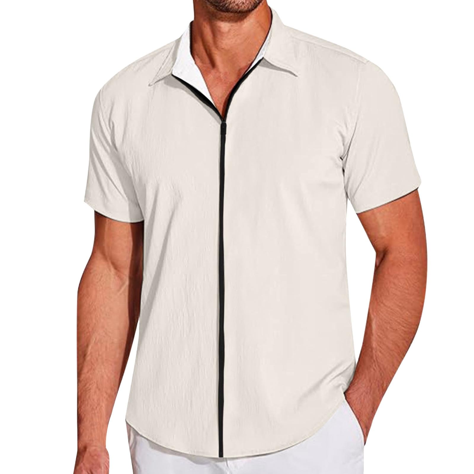 Genérico Camisa Verano Hombre Manga Corta, Camisa Cuadros Hombre Verano Hawaiana Informal Botones Hombres, Camisa Hombre Manga Corta Hawaiana