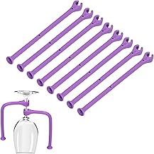 Tether Silicone Dishwasher Attachment, 8Pcs Silicone Stemware Saver Flexible Tether Goblet Holder Safer Wine Glass Dishwasher Protector Wine Glass Fixed Bracket Silicone Adjusted Goblet Holder for Home Bar Use