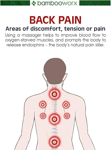Miniatura 6 de BambooWorx Rascador de espalda tradicional de madera de bambú, juego de 4 piezas de masajeador de relajación corporal para hombres y mujeres, mango