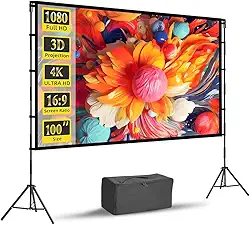 Tela para Projetor 100 Polegadas, 160° Ângulo de Visão, Tecido Tela Reflexiva para Projetor, Tela Projetor, Tela de Projetor, Tela de Projeção Portátil