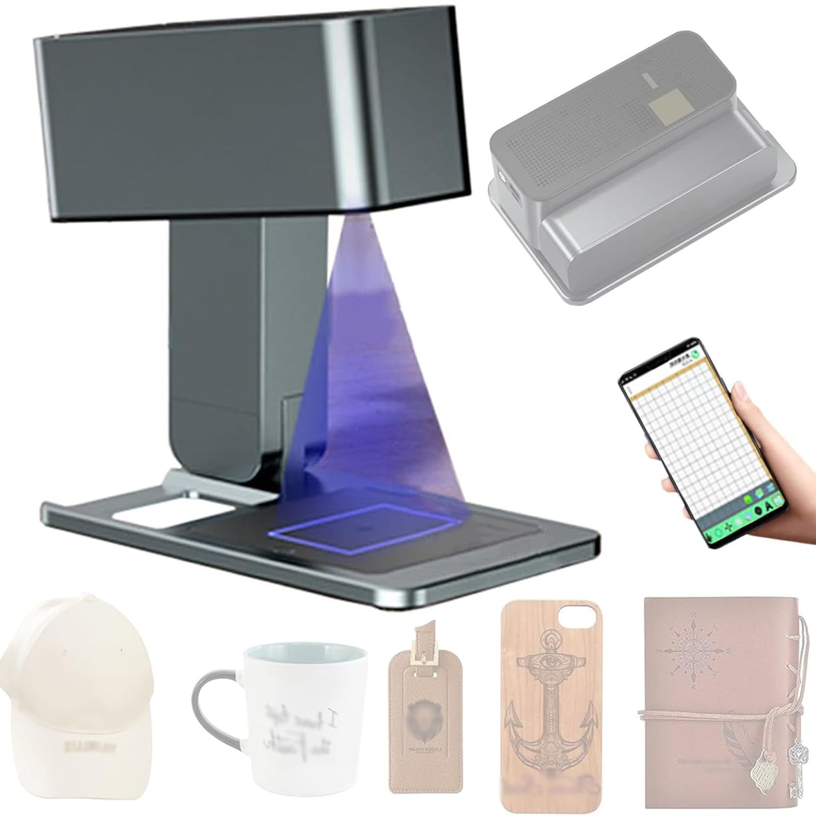 MáQuina Grabadora LáSer PortáTil Y Liviana, Plegable, Todo En Uno, con Enfoque AutomáTico para Metal, Cuero, AcríLico Y Vidrio, Seguridad De Clase I