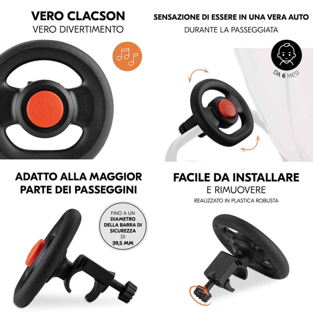 hauck Passeggino Compatto Rapid 4 Con Volante per Bambini e Pacchetto XXL (Zanzariera e Parapioggia) - Buggy Con Funzione Reclinabile, Leggero e Pieghevole - Caviar Nero