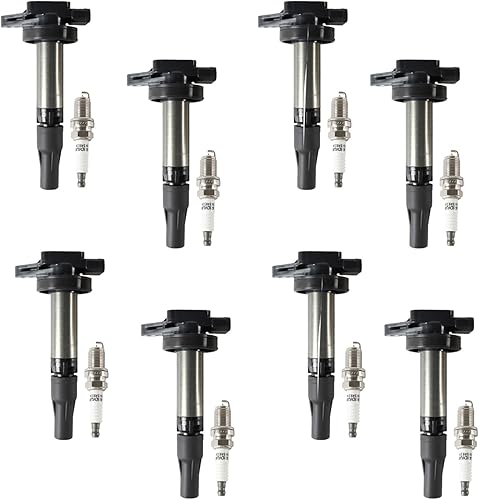 Paquete de 8 bobinas de encendido UF519 y bujías de iridio BKR5ES-11 compatibles con Land Rover Range Rover 2006-2009 LR3 Jaguar XF XJ8 XJR XK XK8 disponible en Yaxa El Salvador