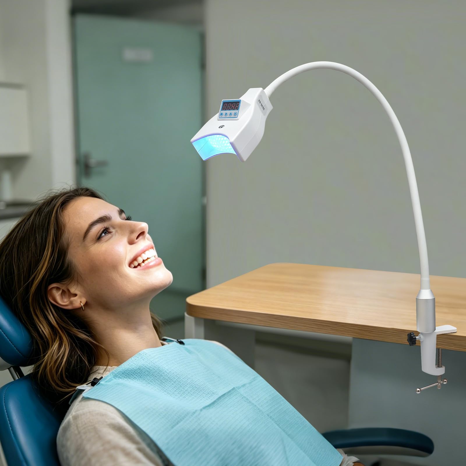 Dispositivo de blanqueamiento dental blanco, lámpara LED de luz fría, 100-240 V, adaptador UE