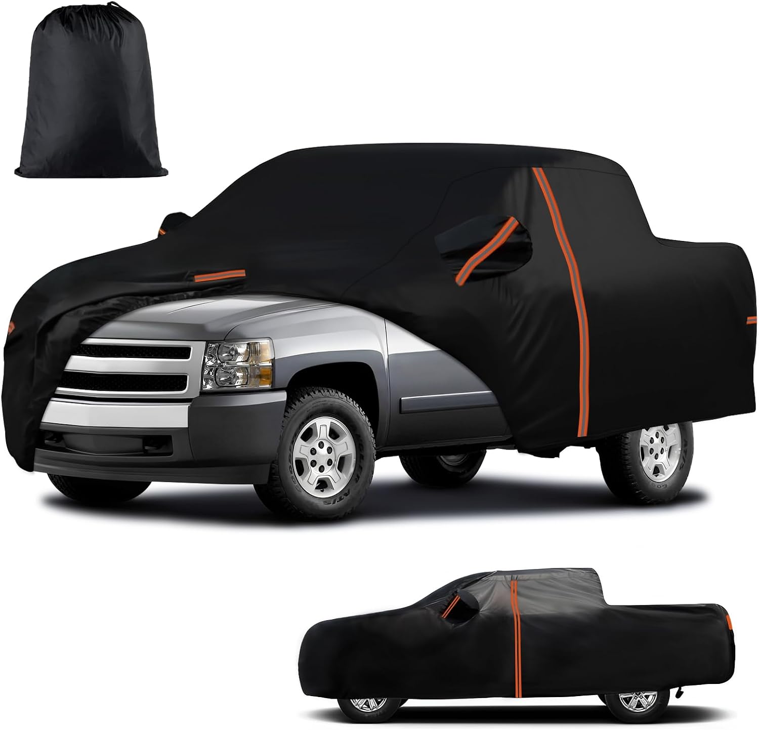 Waterproof Truck Cover Custom Fit for GMC Sierra/Chevrolet Silverado 1500 HD Regular cab 8' 2009，All Weather Pickup Truck Cover,Windproof Cover, Snow Rain Dust Cover,Sun UV Protect (XL)