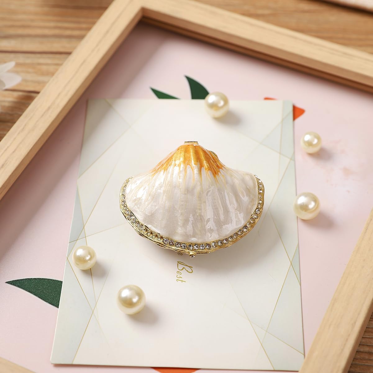 White Seashell Shape Trinket Box Hinge Enamel Small Jewelry Boxes Hand-Painted Mother's Day Gift Wedding Favor for Women - Image 4
