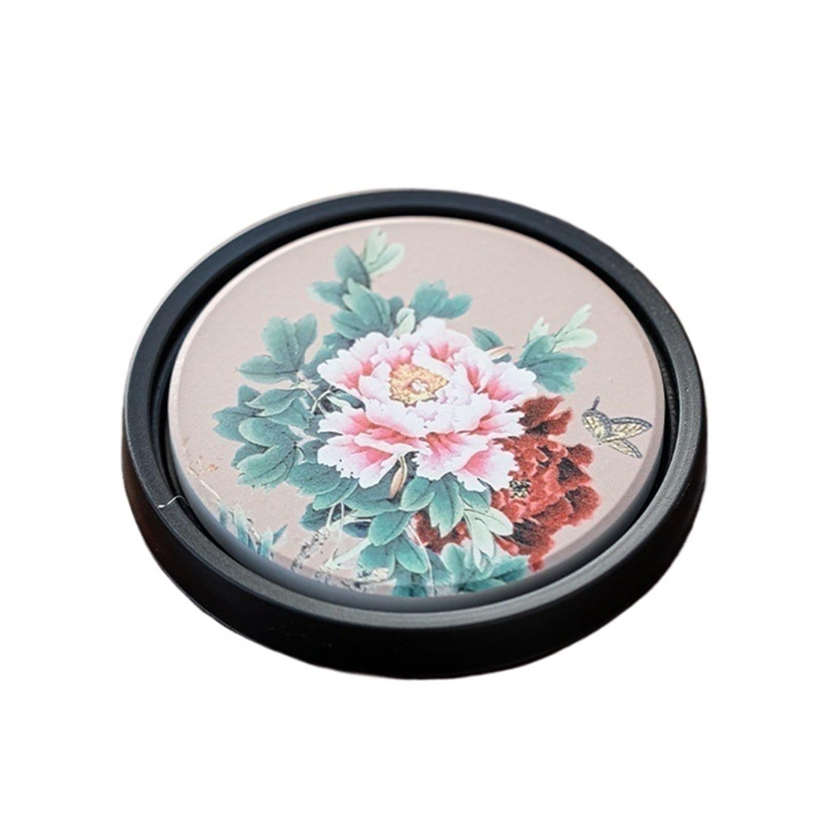 2pcs Vintage Simple Ceramic Round Coasters Heat Insulation Absorbent Anti-scald Coaster Home for kitchen(Color4)