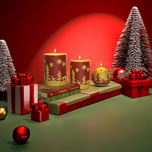 Miniatura 2 de Moldes de vela cilíndrica para hacer velas, 2 paquetes de moldes de resina de silicona de Navidad, moldes de jabón 3D, molde de adorno para