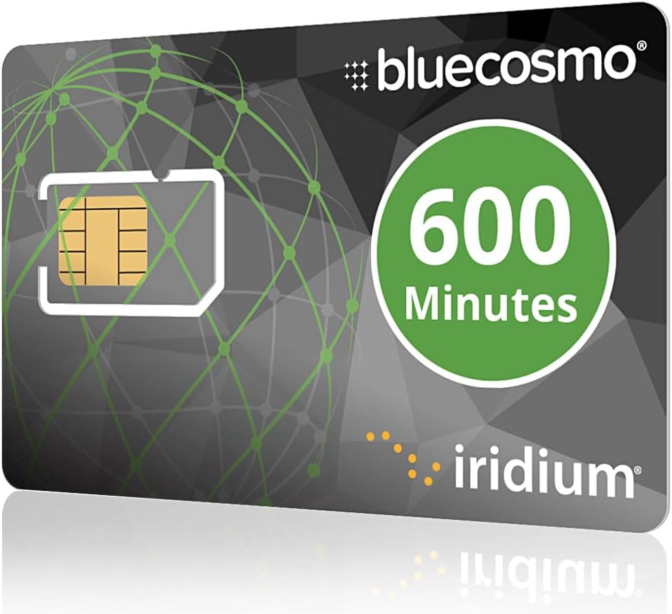 Iridium 600 Min Prepaid Global SIM Card - Satellite Phone Airtime – 1 Year Expiry - No Activation Fee – No Monthly Fee - Refillable - Rollover - Easy 24/7 Online Activation and Refills