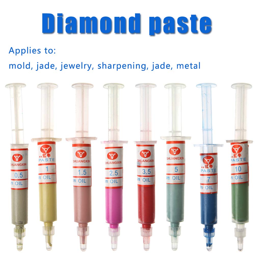 8Pcs Le siringhe per Pasta per lappatura con Diamante per lucidatura a Diamante Set 0,5-10 Micron