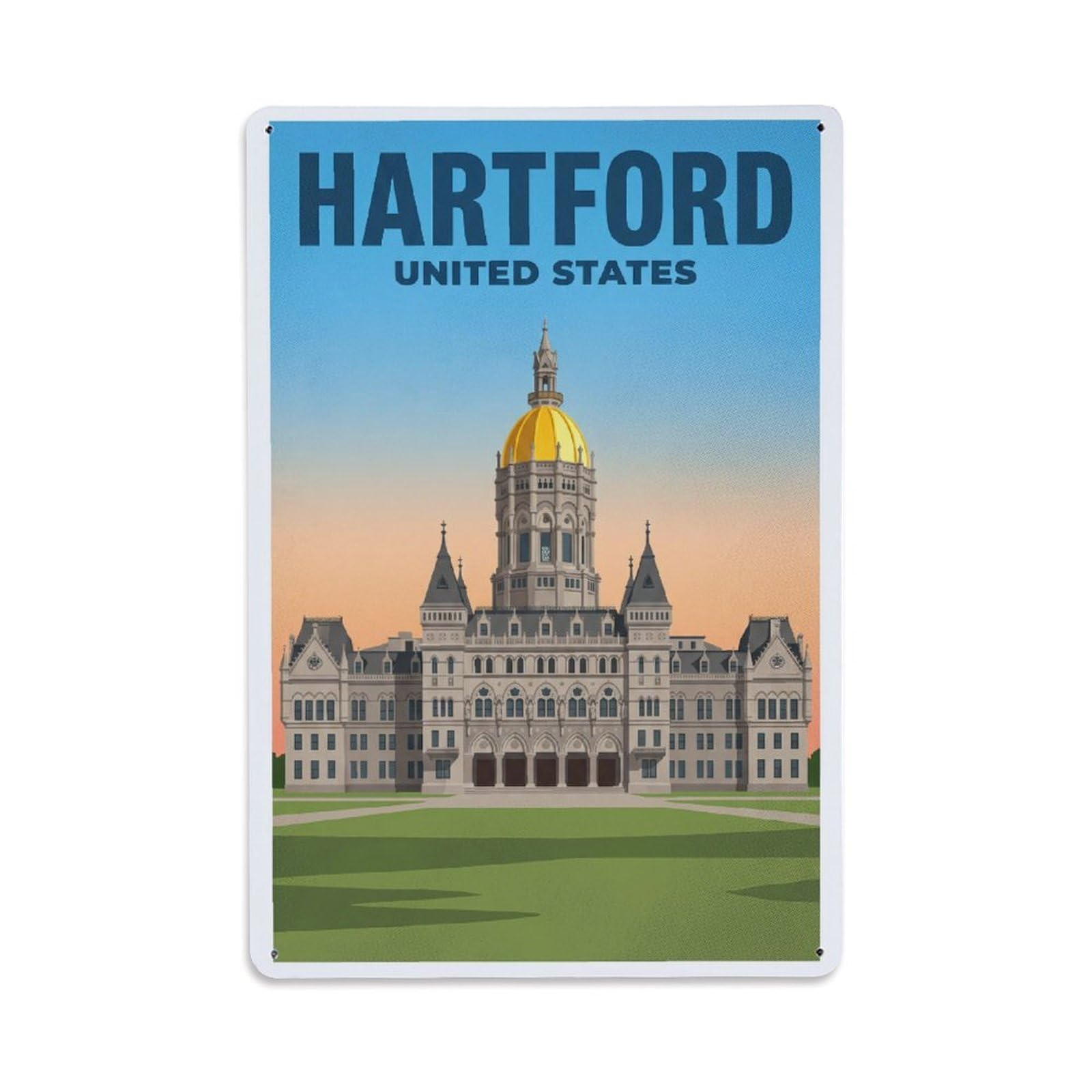 Xanthor Style Retro Travel Usa Hartford Metal Tin Sign