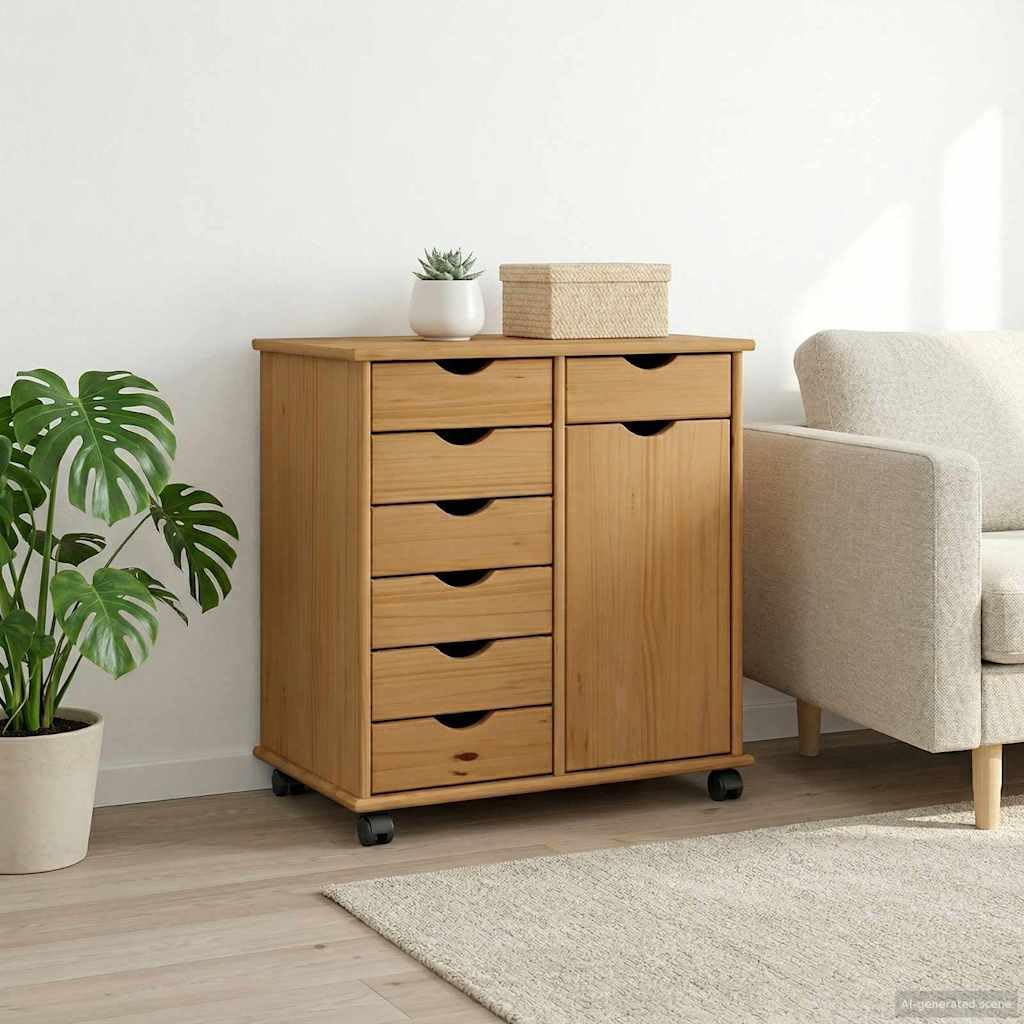 Armadio in legno di pino massiccio 63,5 x 39 x 65,5 cm con ante