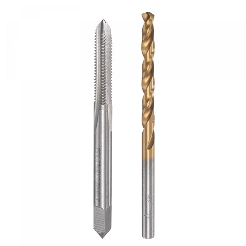 Miniatura 1 de uxcell 316-32 UNS Straight Flute Thread Tap y 0.161 in Twist Drill Broca Set, titanio plateado 6542 Acero de alta velocidad Brocas de perforación