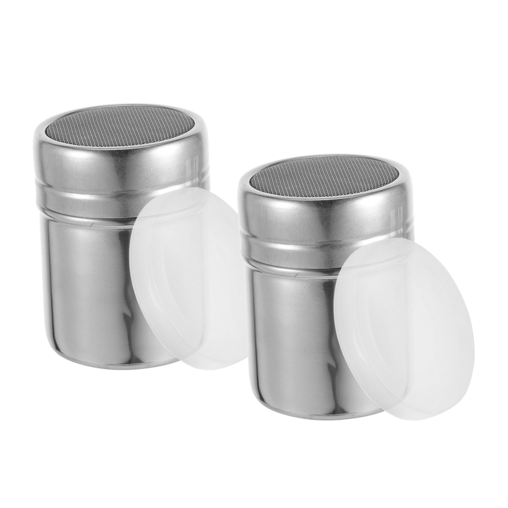 BRIGHTFUFU Stainless Steel Mesh Condiment Jar Spice Container Fine Mesh Shaker Powder Sugar Canister for Baking