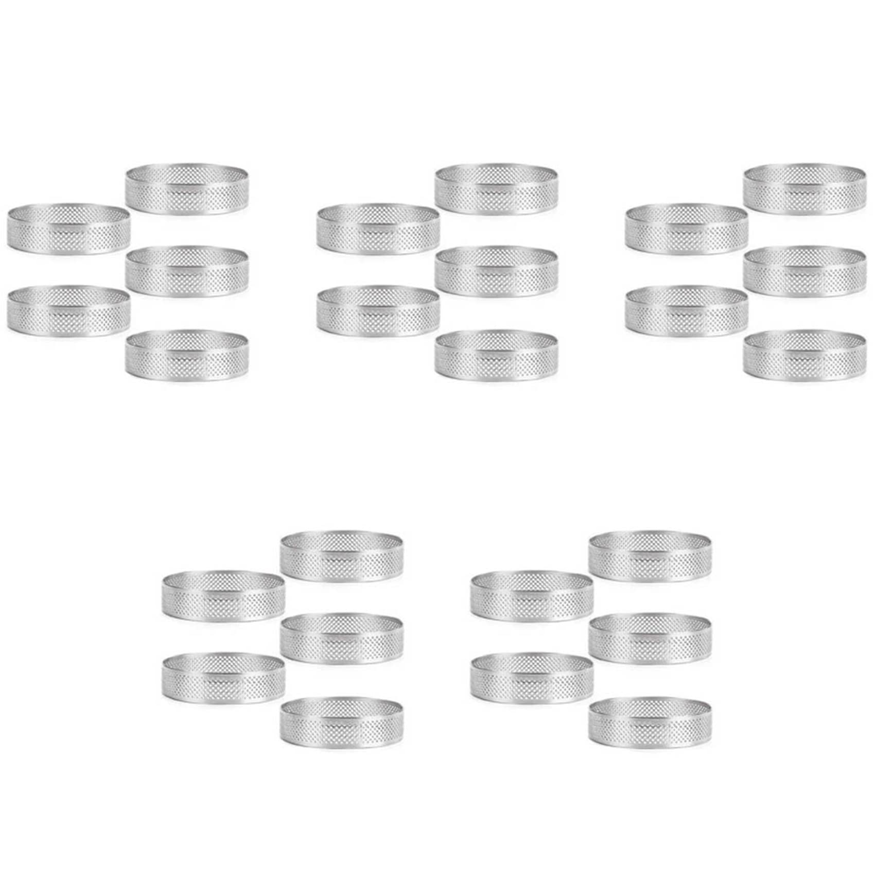 Hndhbfgrt 25Pcs Circular Tart Rings with Holes Stainless Steel Fruit Pie Quiches Cake Mousse Mold Kitchen Baking Mould 9cm