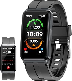 Blood Glucose Monitoring Watch, Non Invasive Blood Glucose Smart Watch, Fitness Tracker with Blood Pressure, Blood Oxygen, Heart Rate, Sleep All Day Monitoring for Men Women Smartwatch ( Color : Black