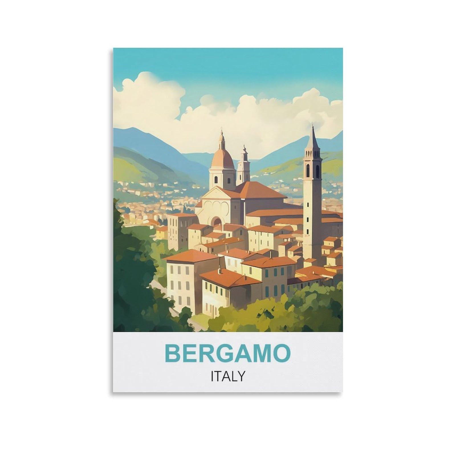 Nprzm A361 Metal Sign Tin Sign Bergamo Italy Vintage Metal Sign Home Wall Room Decoration 15X30cm