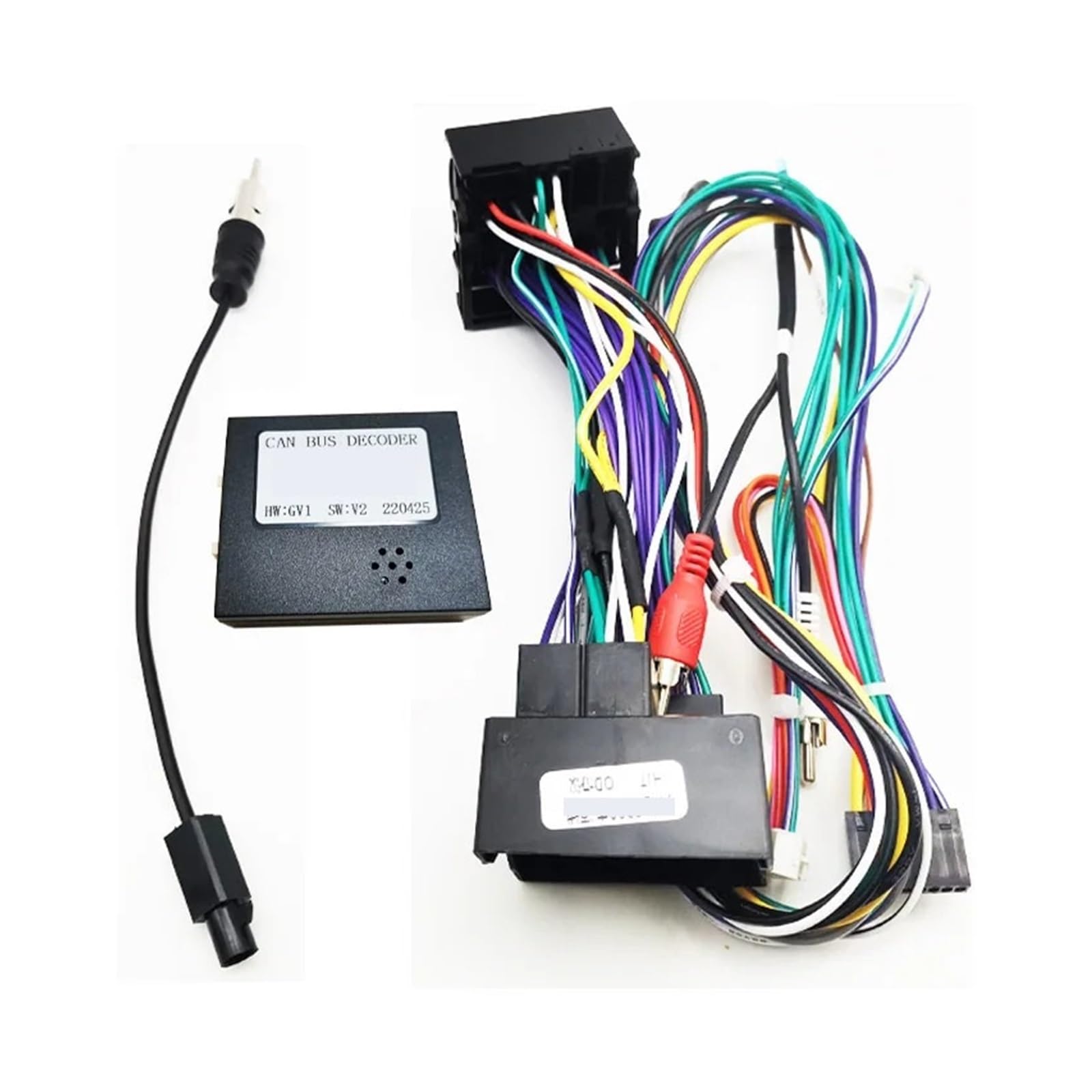 Arnés de cableado con conector Quadlock de 16 pines, decodificador CAN-Bus, accesorios Android for coche, adaptador de cable de 12 V compatible con Mercedes W204 C200(With antenna adapter)