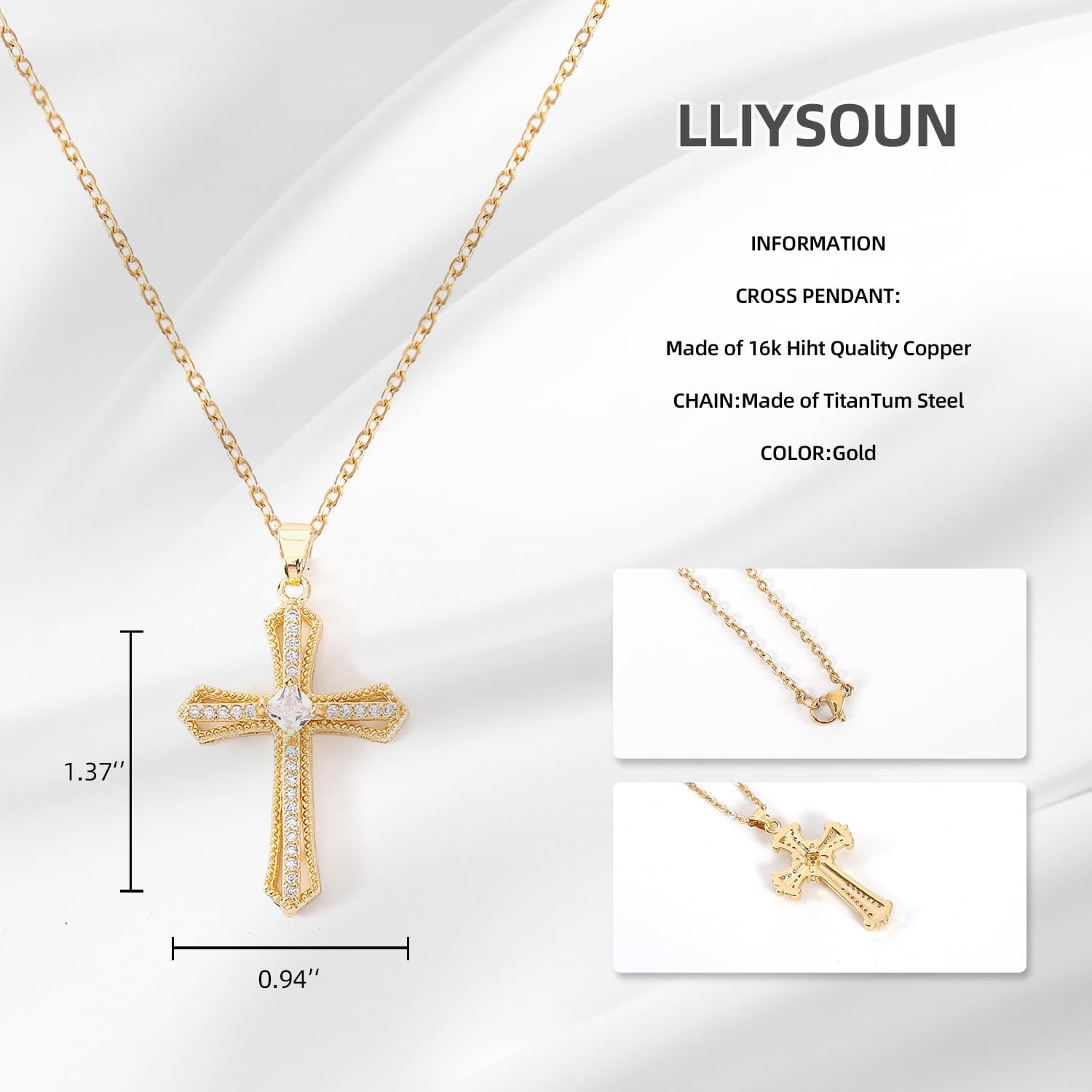 Cross Pendant Necklace for Women Jewelry Gold Cross Necklaces for Women Cross Necklace Minimalist Trendy Jewelry Valentines Day - Image 3