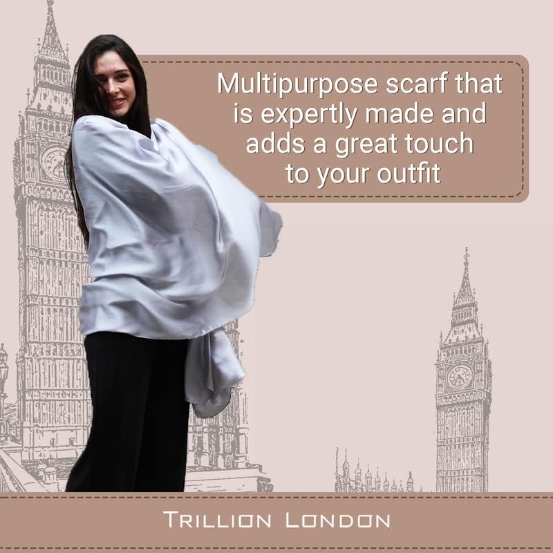 Image of Trillion London Spring Collection | Designer Silk Scarf For Women UK | Lightweight Neck Scarves | Shawl Wraps | Suitable for Daily Life | Smooth & Soft Finish | Gift for Women | Size-180cm x 90cm
