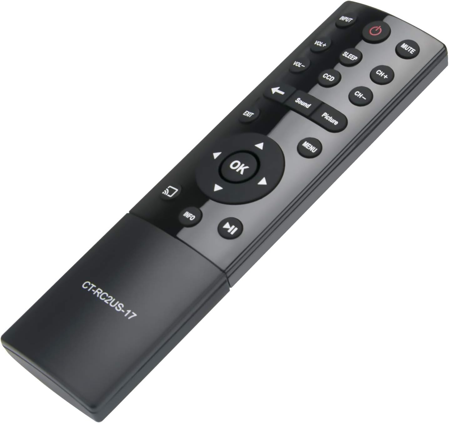 CT-RC2US-17 Replace Remote Control CTRC2US17 fit for Toshiba Smart 4K LED TV HDTV 32L221U 43L511U18 43L621U 49L621U 50L711M18 50L711U18 55L421U 55L621U 55L711M18 55L711U18 65L621U CT-RC2US-18