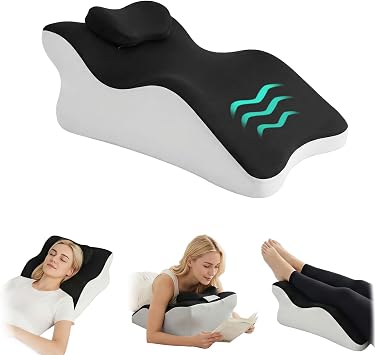 Ergonomic Wedge Prone Pillow,Memory Foam Multi-Functional Bed Pillow,Reading Pillow,Ideal for Bed Breaks,Massage,Reading,Back Support,Sleeping,and Leg Pain Relief