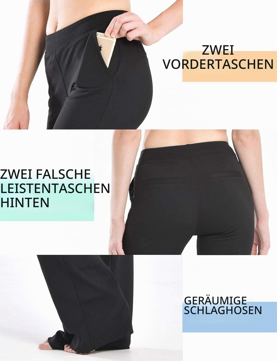SAFORT Women Yoga Trousers Bootcut Yoga Pants Tummy Control Mid Waist Dress Work Trousers for Office, Gym, Casual, Jogging, Yoga