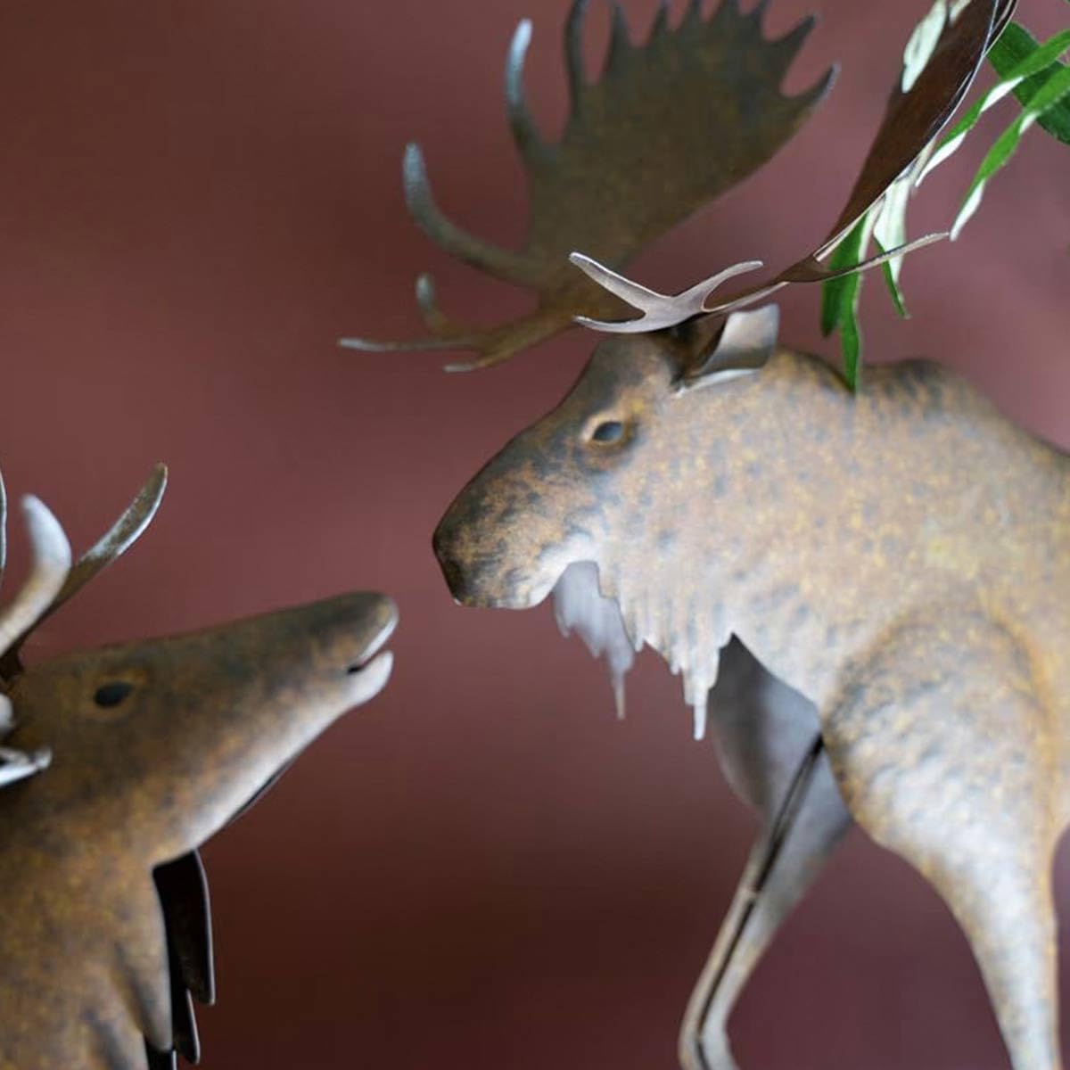 BLACK FOREST DECOR Highland Elk Metal Sculpture – Rustic Distressed Metal Elk Figurine Finished Front and Back for Cabin Lodge or Woodland Home Décor Bold Wildlife Mantel or Table Accent