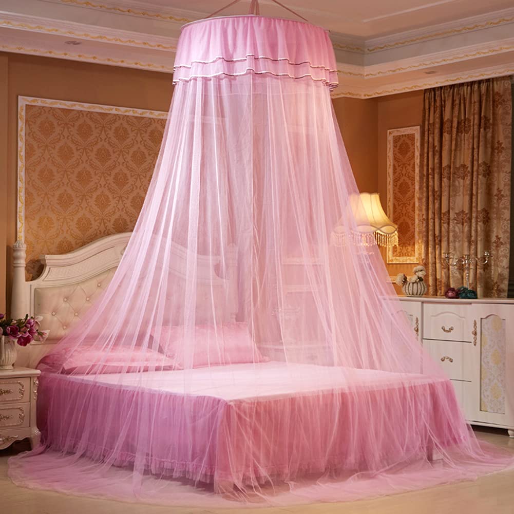 WBTYBreathable Round Canopy Lace Princess Net Bed Curtain Netting ()
