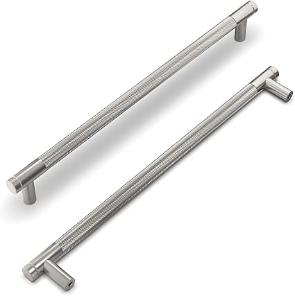 9BUILD 6 Pack Knurled Cabinet Pulls 10 Inch Brushed Satin Nickel ...