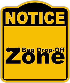 Golf Bag Drop-Off Zone Notice Yellow Black Aluminum Composite Sign 8.5 x 10 inches