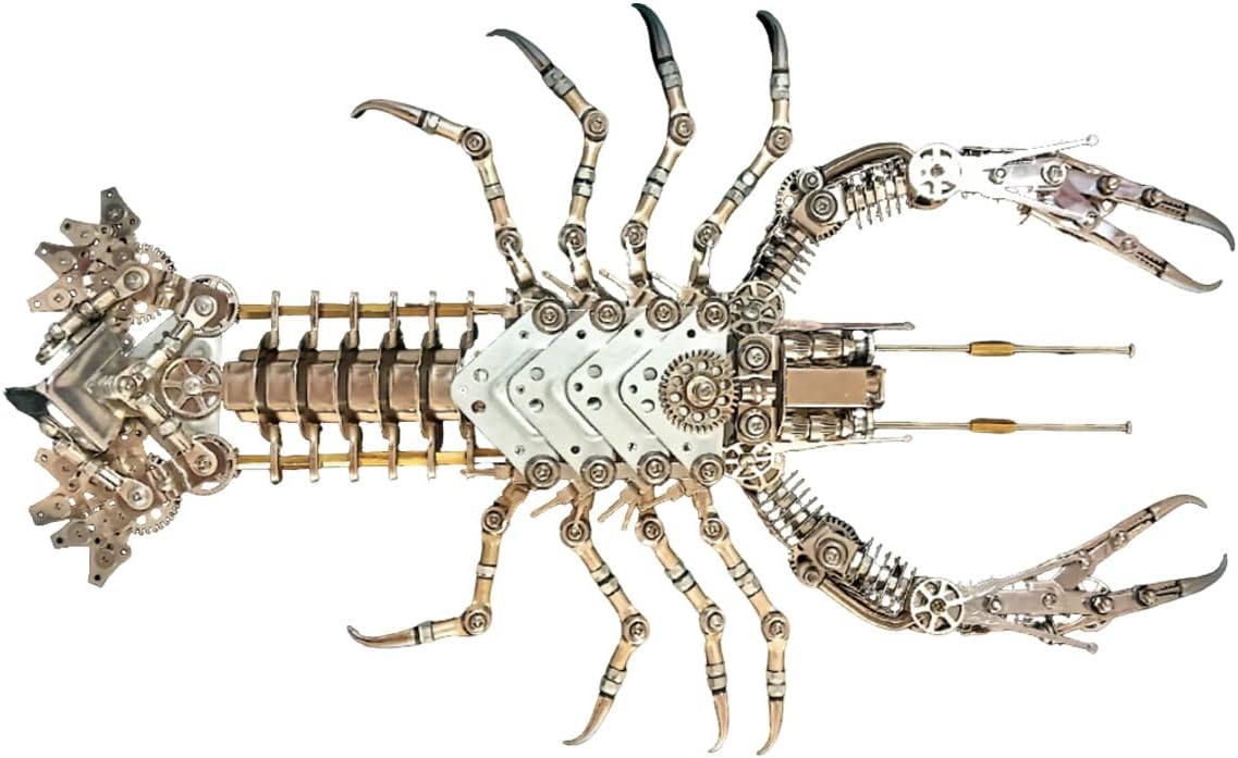 3D Metal Puzzle Mechanical Lobster Model Kit, Steampunk Animal Puzzle for Adults, Retro Metal Craft Model, Unique Desk Decor and Gift for Steampunk Lovers - 830 Pieces