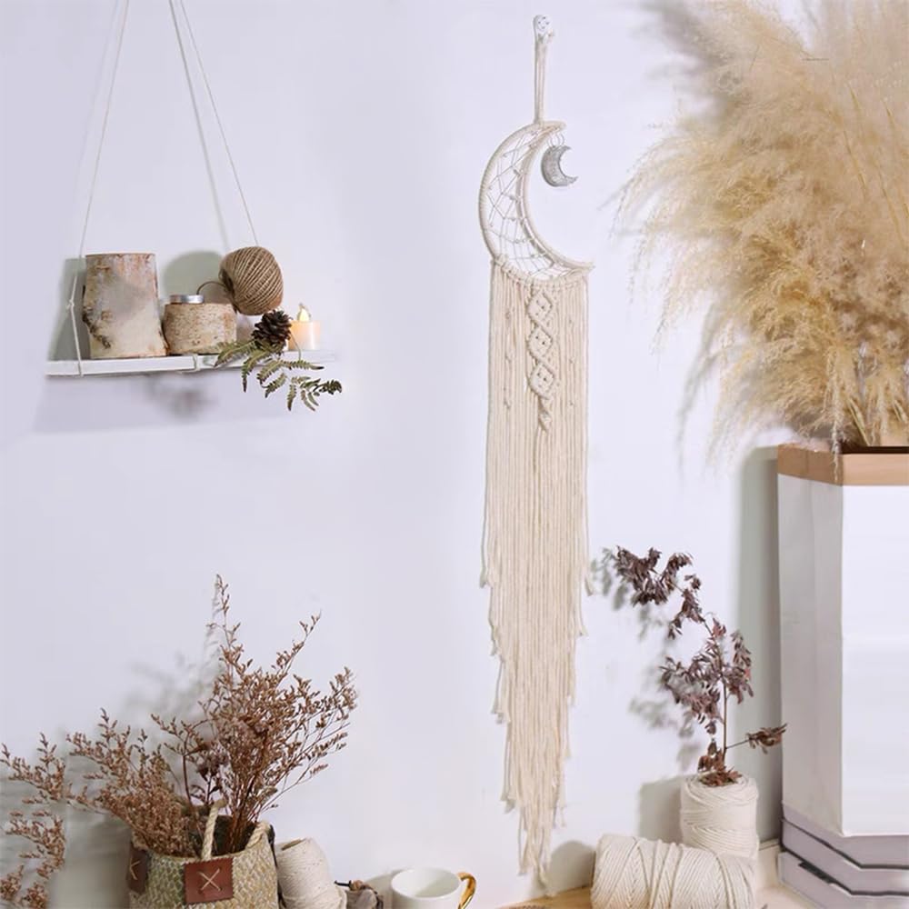 Attrape-rêves Soleil Lune étoile macramé décoration Murale bohème tissé bohème Chic décoration Murale pour Chambre de Fille décoration Appartement Artisanat Cadeau (TAIYAN) (YELIAN-A)