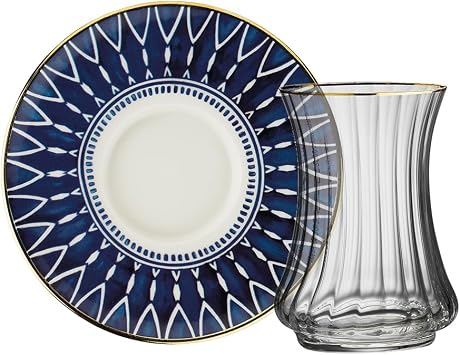 Sandro Moreno 1453 Deep Blue Optical 12 Piece Six Person Tea Set 110 ml
