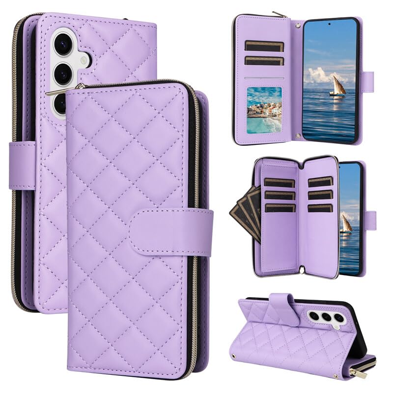 Étui cuir Samsung S22 Plus violet avec clapet magnétique haute finition