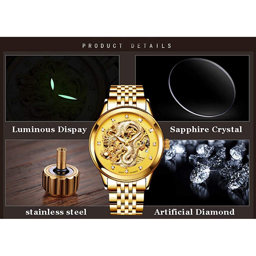 MASTOP Hollow Classic - Reloj analógico para hombre, ultrafino, de acero inoxidable, con zafiro, automático, resistente al agua