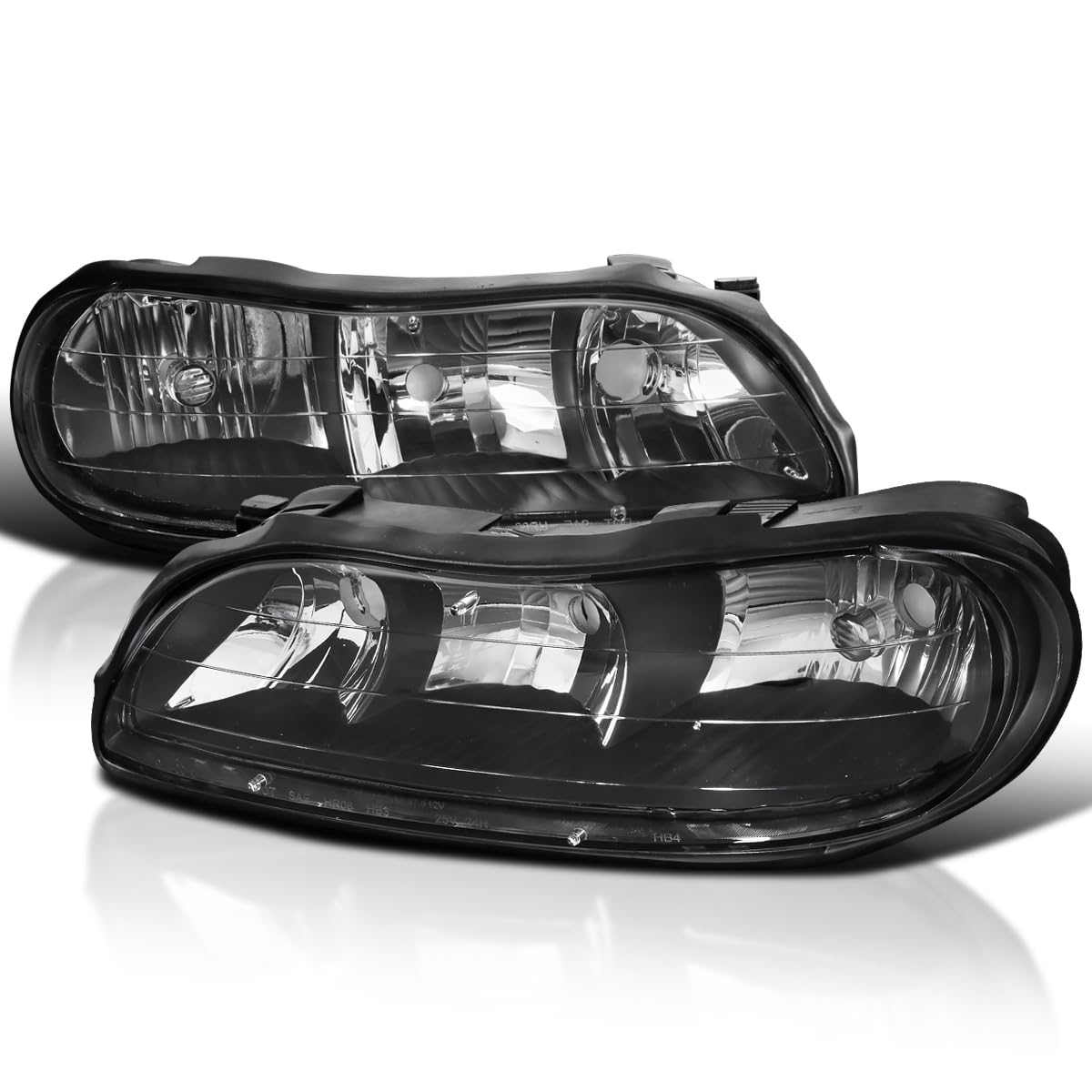 SPEC-D TUNING Black Headlights Compatible 1997-2003 with Chevy Malibu, 2004-2005 Classic, 1997-1999 Oldsmobile Cutlass, L+R Pair Head Light Lamp