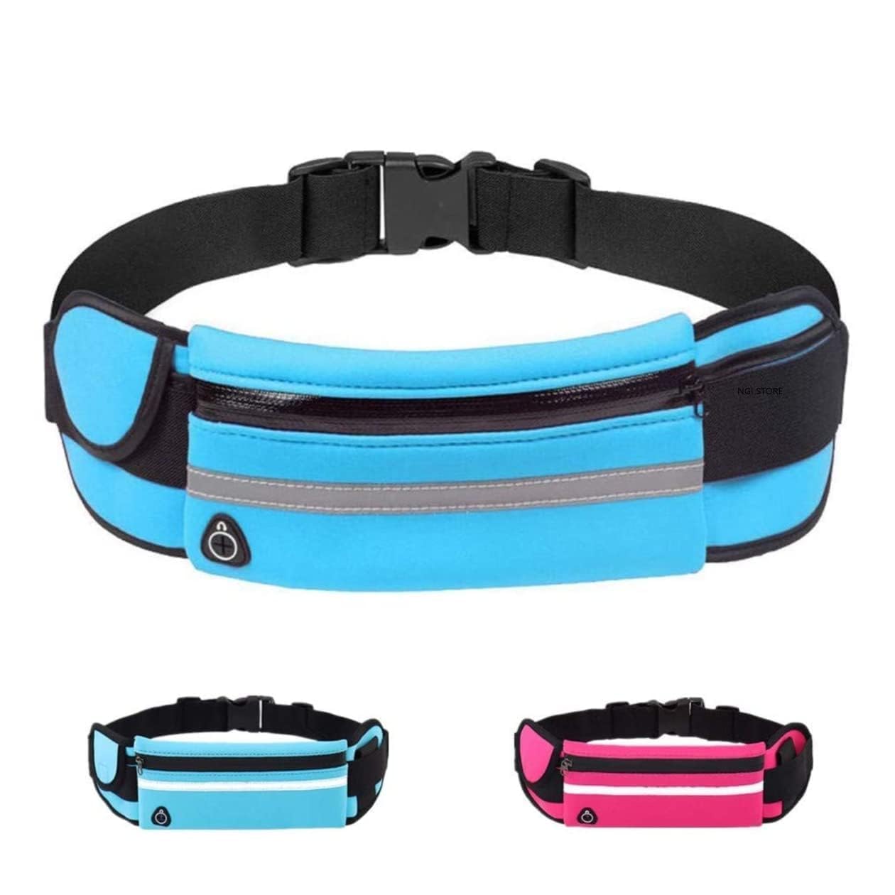 shophousses street Waist Bag Running Belt with Adjustable Elastic Waist Strap, Zipper and Headphone Hole - Waterproof, Soft Running Fanny Pack Belt Bag (Multi Color)-picture-10