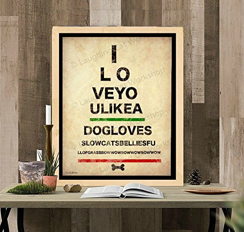 Amazon Com Funny Dog Print Cute Dog Wall Art Dog Lovers Gift Antique Vintage Eye Chart Ophthalmologist Optometrist Eye Doctor Funny Office Print Veterinarian Vet Gift Eyes Print Country Rustic Art Handmade