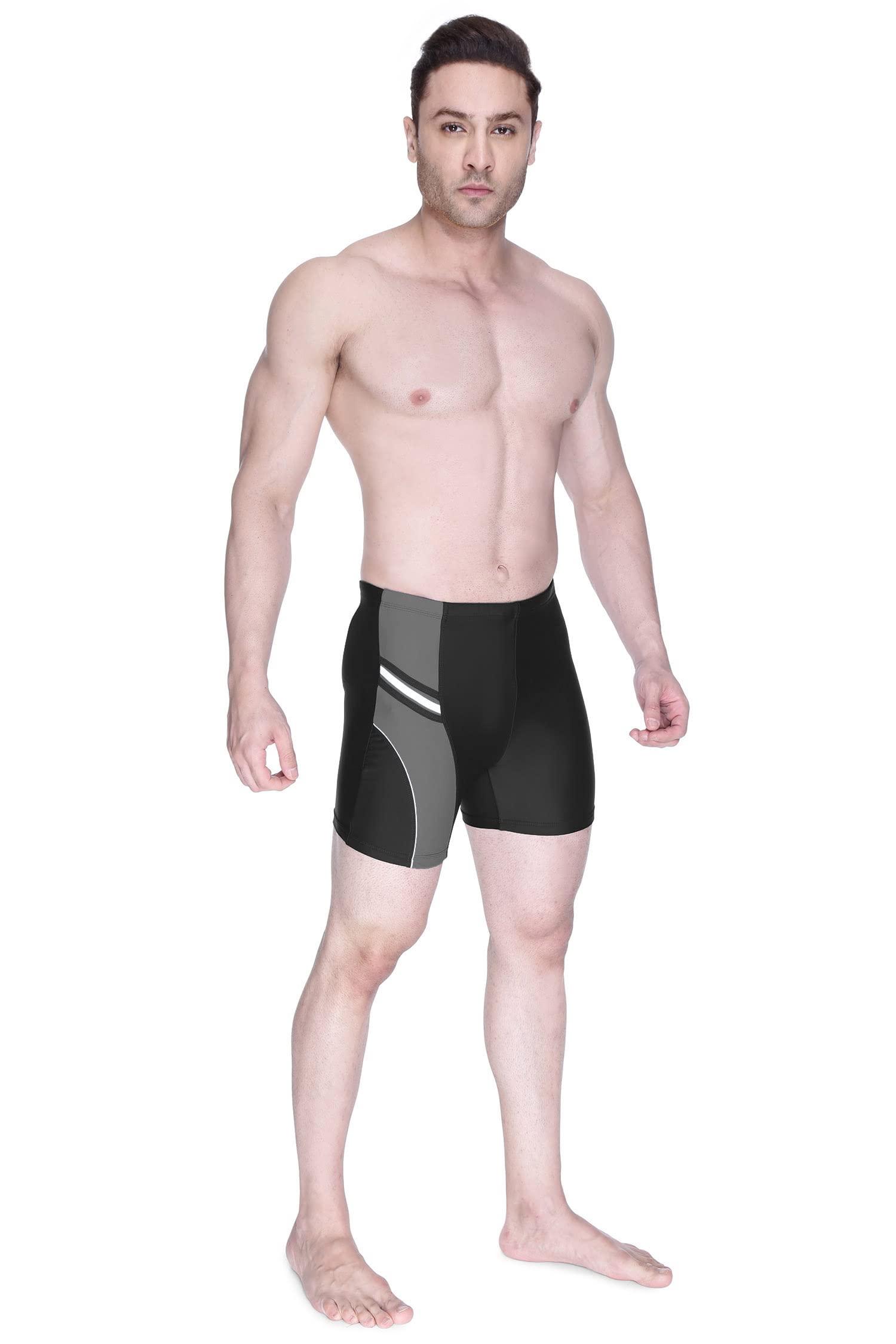 FILMAX® Originals Swimwear Essential Aquashort for Men (Black & Grey_4XL) 1