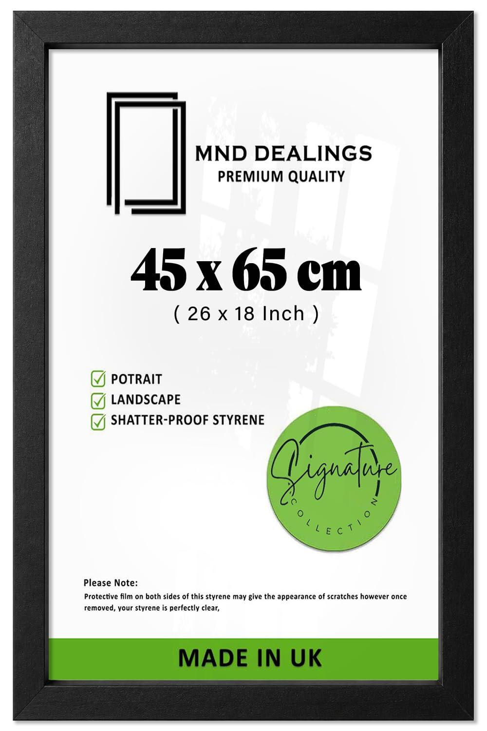 MND Dealings Elegant Large Rectangle Poster Picture 45 X 65 CM | 26 X 18 Inch For Portrait Or Landscape Display, Solid Wood Finish, Matt Black Border For Home Décor — Ready To Hang — image 1