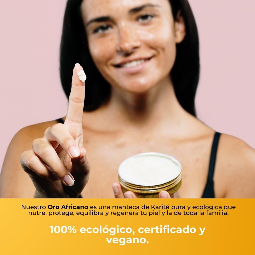 AOKlabs - Oro Africano | SIN REFINAR, PURO, ECOLÓGICO | Manteca de Karité 100% Natural | HIDRATANTE Y REGENERATIVO | Cuidado Integral Piel | CARA CUERPO Y CABELLO | (200 ml)