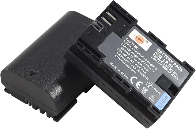 DSTE 2PCS LP-E6 Li-Ion Battery Compatible with Canon EOS 5D Mark II, EOS 5D Mark III, 7D MarkII, 7D MarkIII, EOS 5DS, EOS 6D, EOS 7D, EOS 60D, EOS 60Da, EOS 70D