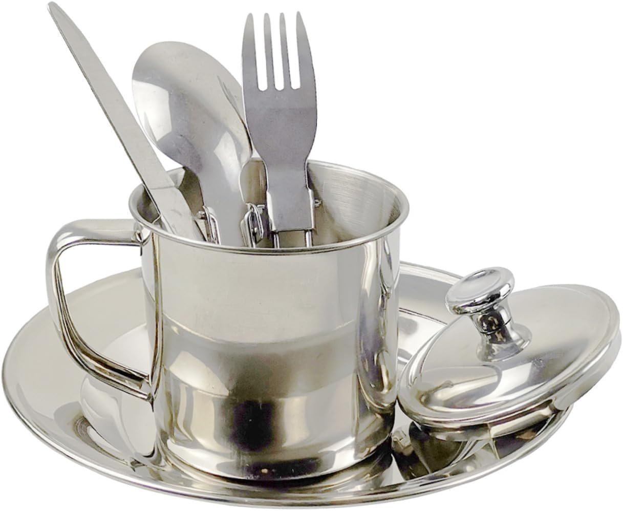 TOYANDONA Camping Cookware Set Stainless Steel Portable Cooking Equipment Outdoor Tableware for 1-2 People Hiking Picnic Mess Kit